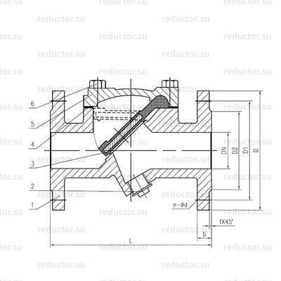Клапан обратный поворотный фланцевый (чертеж)